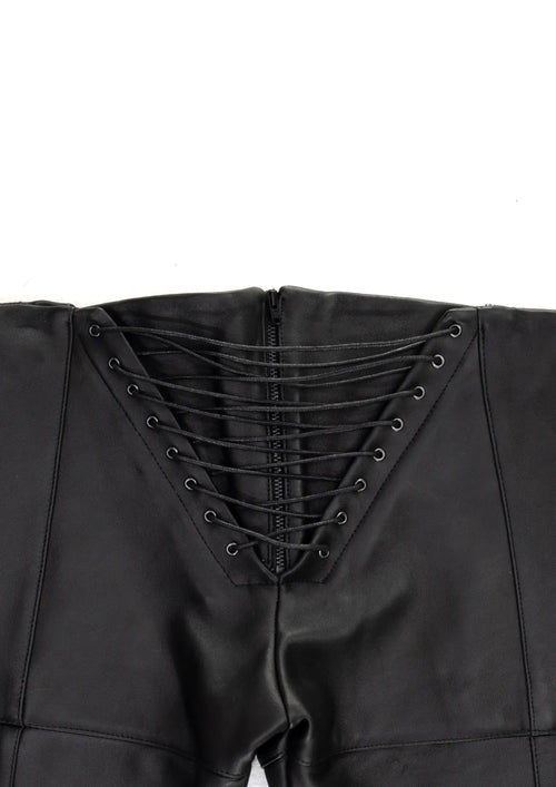 CHASTITY LOW WAISTED LEATHER CAPRI PANTS