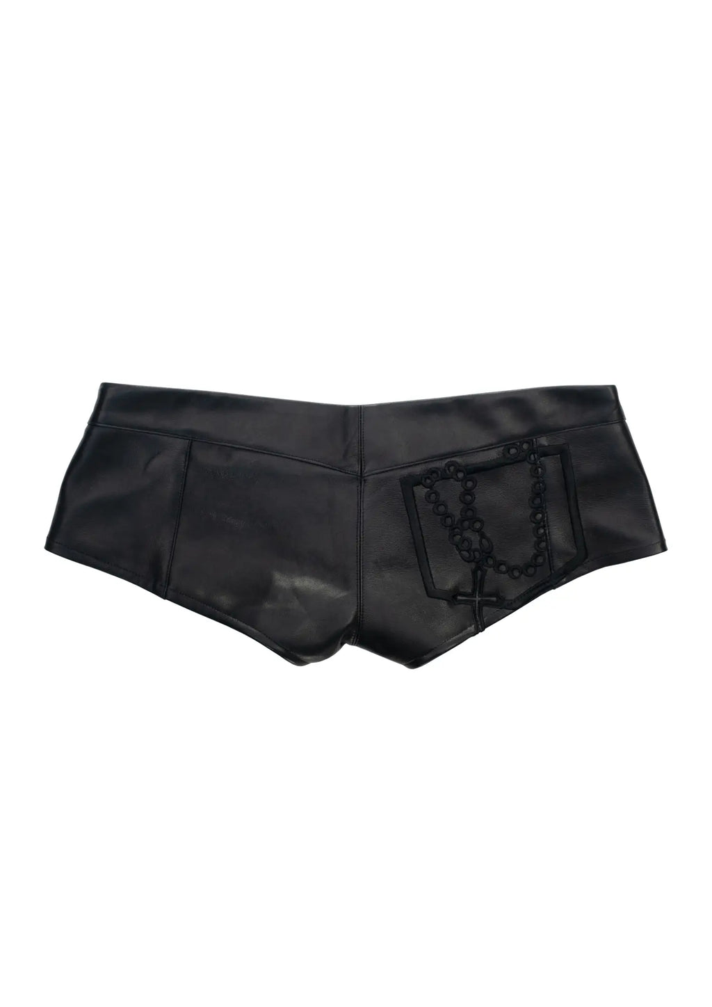 CHASTITY LOW RISE LEATHER MINI SHORTS