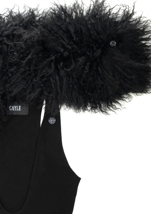 FORBIDDEN DESIRE COTTON ELASTANE AND MONGOLIAN FUR BODYSUIT