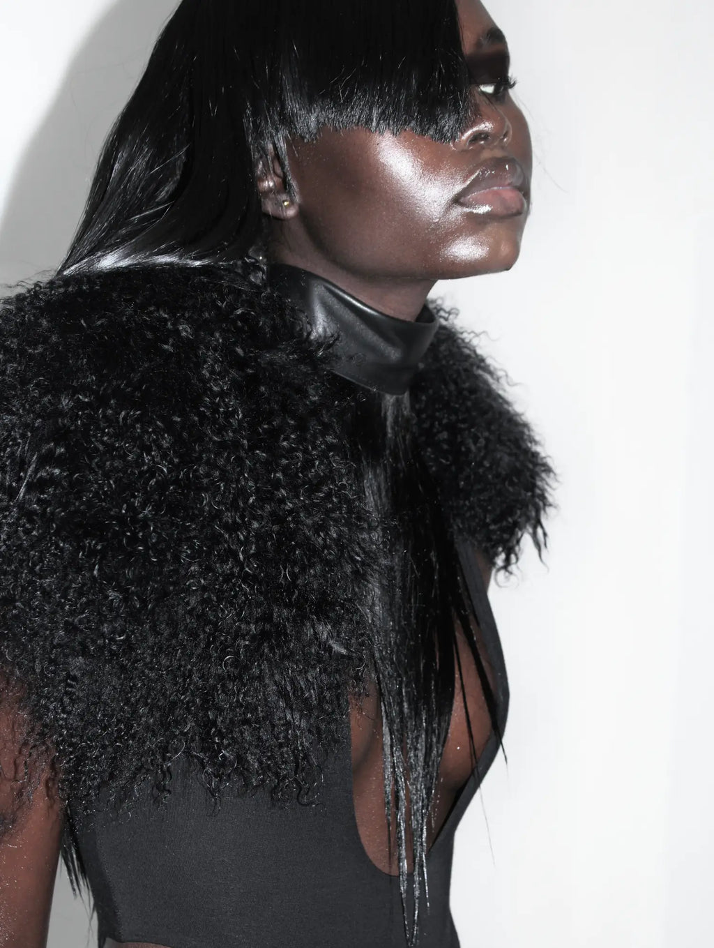 FORBIDDEN DESIRE COTTON ELASTANE AND MONGOLIAN FUR BODYSUIT