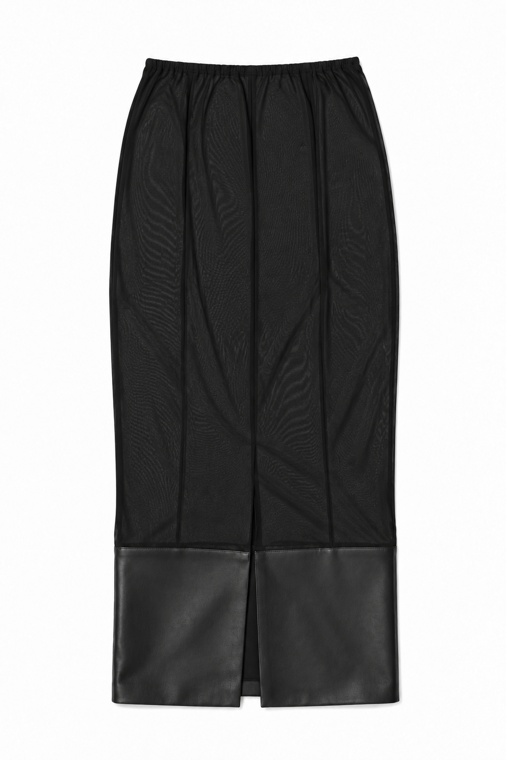 MESH LAMBSKIN LEATHER MIDI SKIRT