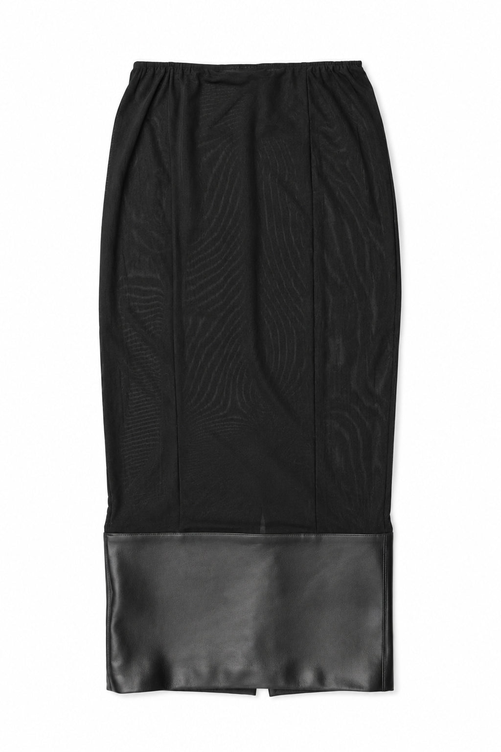 MESH LAMBSKIN LEATHER MIDI SKIRT